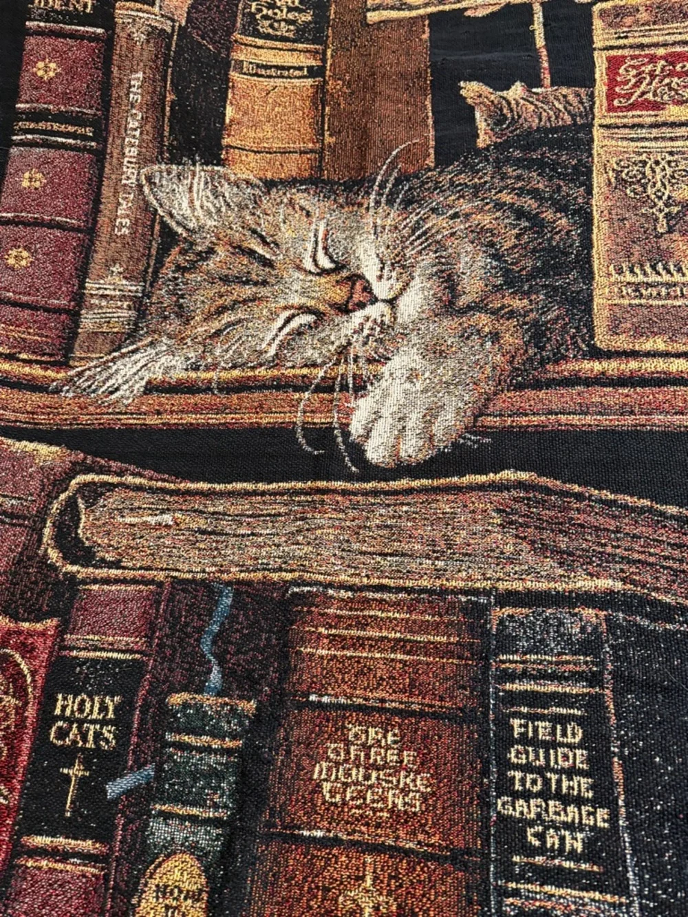 Pure Country Weavers. Frederick The Literate Cat Woven Tapestry Throw Blanket